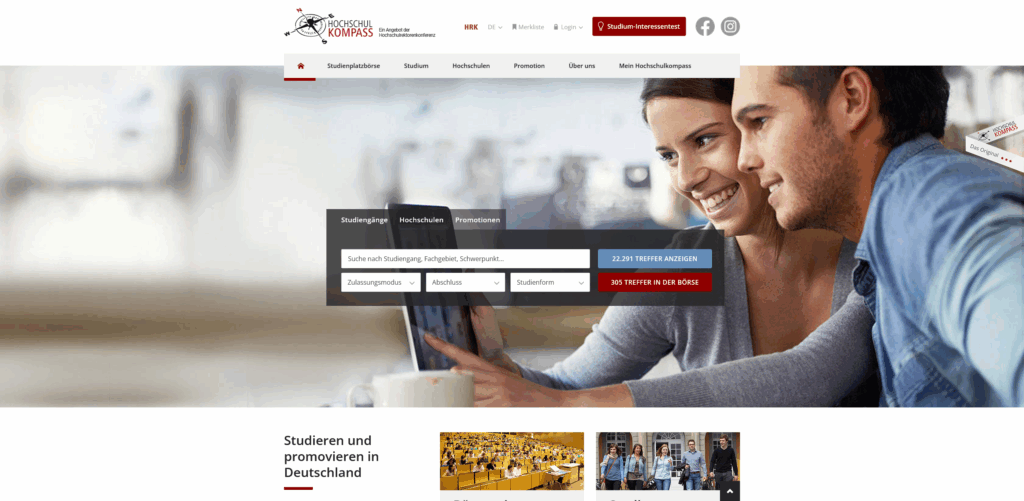 Hochschulkompass – Fernstudium Übersicht